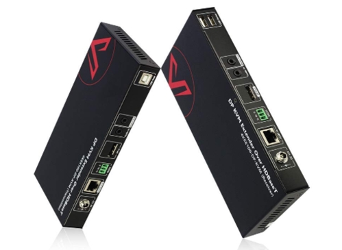 AV Access DP KVM Extender Keyboard+Mouse DP USB Camera Extension 330ft 4K 60Hz Over Cat5e 6a 2 Ports USB 2 0 PoE RS232 IR and Stereo Audio Pass Through