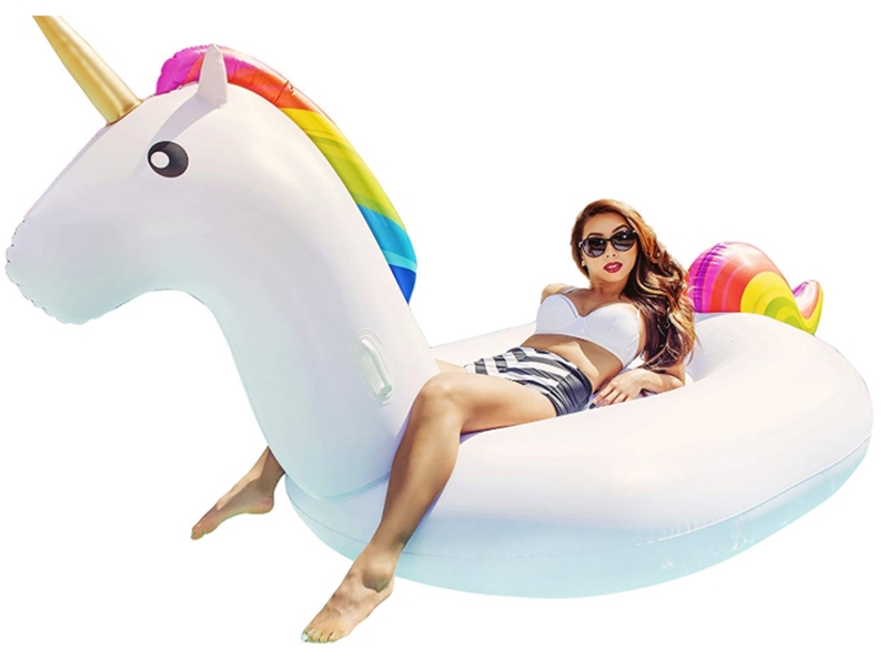 CAPTAIN FLOATY Giant Inflatable Unicorn Pool Float, Pool Toy, Huge 8